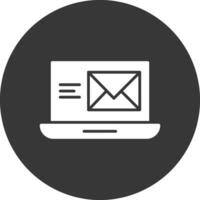 ícone invertido de glifo de e-mail vetor