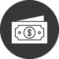 papel dinheiro glifo invertido ícone vetor
