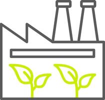 ícone de duas cores de linha de fábrica verde vetor