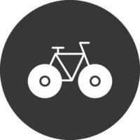 ícone invertido de glifo de bicicleta vetor