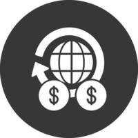 global finança glifo invertido ícone vetor