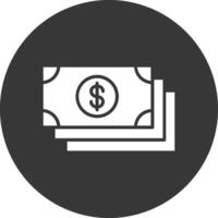 ícone invertido de glifo de dinheiro vetor