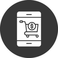 onglifo invertido compras glifo invertido ícone vetor