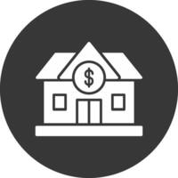 Comprar casa glifo invertido ícone vetor