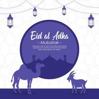 eid al adha Mubarak islâmico cumprimento cartão fundo vetor