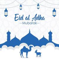 eid al adha Mubarak islâmico cumprimento cartão fundo vetor