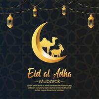 eid al adha Mubarak islâmico fundo com mesquita ilustração vetor