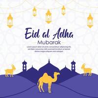 eid al adha Mubarak islâmico cumprimento cartão fundo vetor