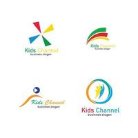 modelo de design de ícone de logotipo de canal infantil. ilustração vetorial vetor