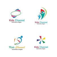 modelo de design de ícone de logotipo de canal infantil. ilustração vetorial vetor