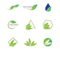 logotipos do ícone de vetor de elemento de natureza de ecologia de folha verde