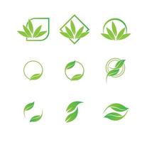 logotipos do ícone de vetor de elemento de natureza de ecologia de folha verde