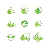 logotipos do ícone de vetor de elemento de natureza de ecologia de folha verde