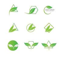 logotipos do ícone de vetor de elemento de natureza de ecologia de folha verde