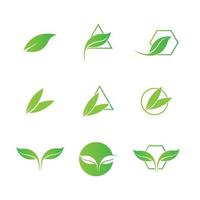 logotipos do ícone de vetor de elemento de natureza de ecologia de folha verde