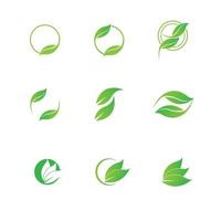 logotipos do ícone de vetor de elemento de natureza de ecologia de folha verde