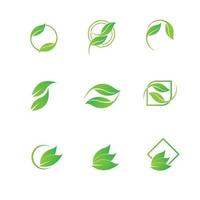 logotipos do ícone de vetor de elemento de natureza de ecologia de folha verde