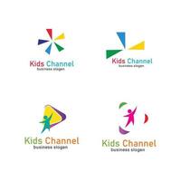 modelo de design de ícone de logotipo de canal infantil. ilustração vetorial vetor