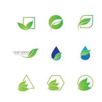 logotipos do ícone de vetor de elemento de natureza de ecologia de folha verde