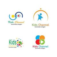 modelo de design de ícone de logotipo de canal infantil. ilustração vetorial vetor