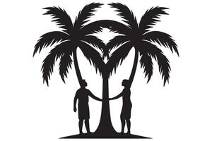 isto conjunto do detalhado Palma e coco árvore silhueta ilustrações vetor