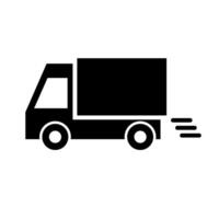 caminhão em a mover silhueta ícone. entregando. vetor