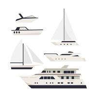 navios às mar, Remessa barcos, oceano transporte ícones conjunto vetor