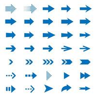 Setas; flechas grande azul ícone definir. seta ícone. seta coleção. seta. cursor. moderno simples Setas; flechas. ilustração vetor