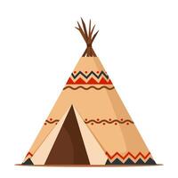tenda, apresentar ou wigwam. tradicional acampamento, barraca estilo feito à mão casa para indígena pessoas, nativo americanos. vetor