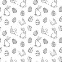 desatado padronizar do desenhado à mão coelhos, ouvidos, Páscoa ovos. festivo Páscoa coelhos Projeto. contínuo linha arte. isolado em branco pano de fundo. Páscoa decoração, invólucro papel, saudações, têxtil, impressão vetor