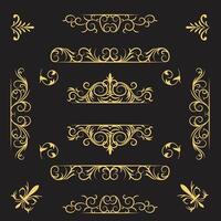 retro fitas, luxo chique logotipo símbolos, elegante caligráfico redemoinhos, floresce ornamentado vinhetas. vetor