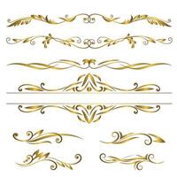 floral decorativo elementos, vários diferente floral desenhos,, luxo ornamental elementos coleção, linear plano Casamento enfeites coleção, mão desenhado Casamento álbum enfeites, vetor