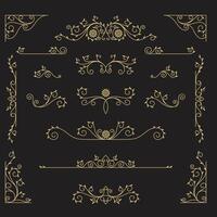 ornamentado vintage quadros e rolagem elementos. clássico caligrafia redemoinhos, swashes, floral motivos. Boa para cumprimento cartões, Casamento convites, restaurante cardápio, real certificados e gráfico Projeto. vetor