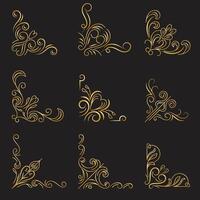 floral decorativo elementos, vários diferente floral desenhos,, luxo ornamental elementos coleção, linear plano Casamento enfeites coleção, mão desenhado Casamento álbum enfeites, vetor