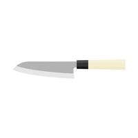 deba bocho, japonês cozinha faca plano Projeto ilustração isolado em branco fundo. uma tradicional japonês cozinha faca com uma aço lâmina e de madeira lidar. vetor