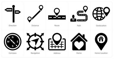 uma conjunto do 10 localização ícones Como direção, distância, rota vetor
