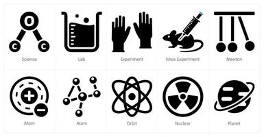 uma conjunto do 10 Ciência e experimentar ícones Como Ciência, laboratório, experimentar, ratos experimentar vetor