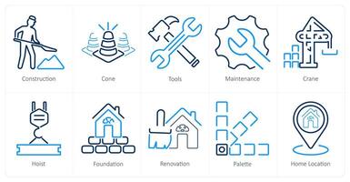 uma conjunto do 10 Construir ícones Como construção, cone, Ferramentas vetor