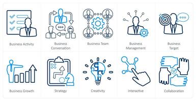 uma conjunto do 10 misturar ícones Como o negócio atividade, o negócio conversação, o negócio equipe vetor