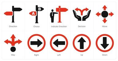uma conjunto do 10 direção ícones Como direção, escolha, indicar direção vetor