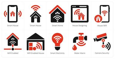 uma conjunto do 10 lar inteligente ícones Como lar inteligente, inteligente casa, casa concepção vetor
