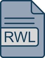 rwl Arquivo formato linha preenchidas cinzento ícone vetor