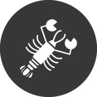 ícone invertido de glifo de lagosta vetor