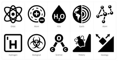 uma conjunto do 10 Ciência e experimentar ícones Como ufologia, anatomia, Alein vetor