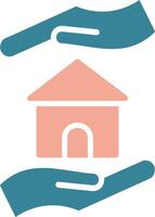 ícone de glifo de duas cores de seguro residencial vetor