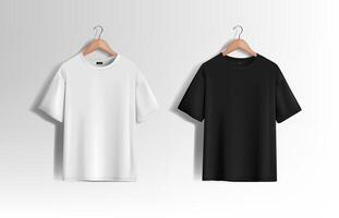 masculino Preto e branco curto manga camiseta brincar. frente visualizar. modelo. vetor