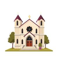 católico Igreja prédio. isolado ilustração adequado para mapas, impressões, infográficos, cumprimento cartões e cartazes. uma lindo histórico fachada do catedral em uma branco fundo. clip-art. vetor