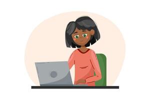 mulher com computador portátil, conectados Educação ou conectados trabalhando conceito. vetor