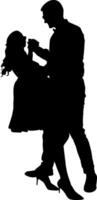 silhueta roamntico casal dança em a branco fundo vetor