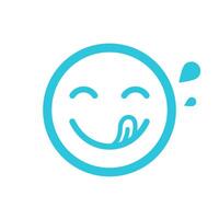 delicioso gosto emoji expressão, isolado em branco fundo, a partir de azul ícone definir. vetor